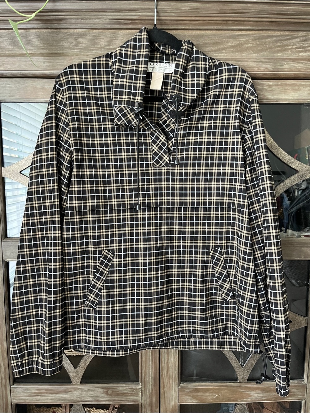 NORTON Vintage Black & Cream Plaid Pullover Jacket